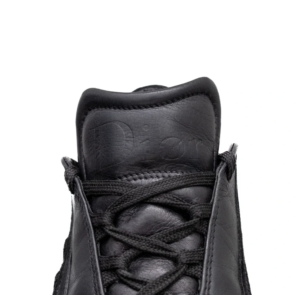 Christian Dior Galliano Era Black Leather‎ Derby Cross Laced Trainers Size US 5